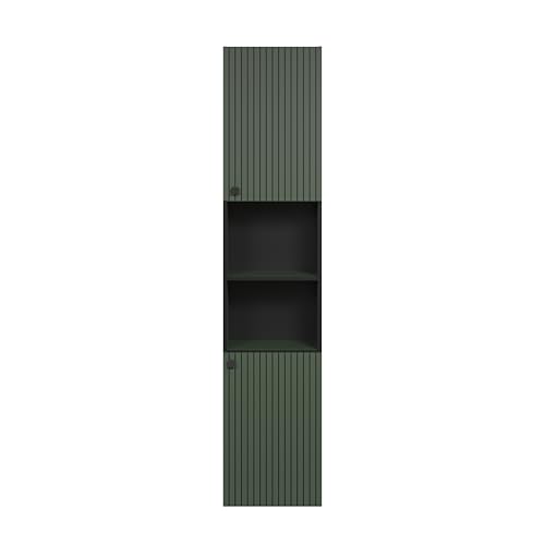 trendteam smart living - PureBliss - Hochschrank - Eiche - Badezimmerschrank in moderner Rillenoptik - edle Metallgriffe - (BxHxT) 40 x 186 x 31 cm - 2 praktische Einlegeböden - kratzfest