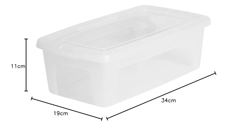 Iris Ohyama, Set of 14 5 Litre Clear Stackable Storage Boxes Living Room Bedroom - Modular Clear Box MCB-5 - Transparent