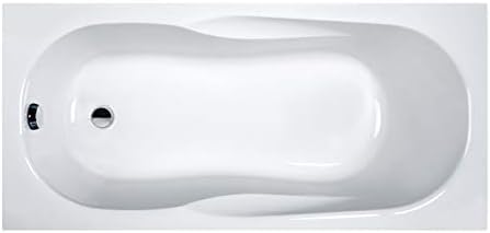 VBChome Bathtub 160 x 70 cm White Acrylic Space for LED Lighting Polystyrene Support Bath Support Siphon Tub Rectangular White Design Modern Drain Fitting in Chrome