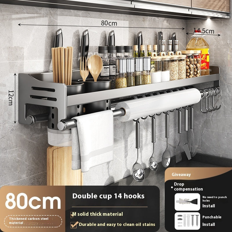 Kitchen Multifunctional Wall Mount Punch-free Storage Rack