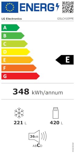 LG GSLC40PYPE Side-by-Side Kühlschrank ǀ Smart Inverter Compressor ǀ Eis- und Wasserspenderǀ Total No Frost Technologie ǀ EEK E ǀ 638 L