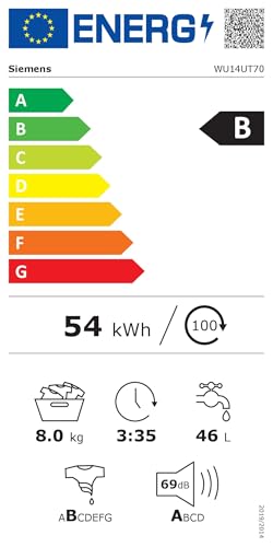 Siemens WM14N12A Waschmaschine iQ300, Frontlader mit 9kg Fassungsvermögen, 1400 UpM, speedPack L, smartFinish, Outdoor-Programm, LED-Display, Weiß, 60cm