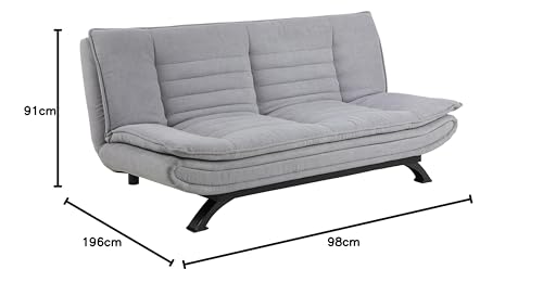 AC Design Furniture Jasper Bettcouch Dunkelgrau/Schwarz, Schlafsofa mit 3 Liegepositionen, Moderner 3-Sitzer Ohne Armlehne, Gepolstert mit Schwarzen Metallbeinen, L: 196 x H: 91 x T: 98 cm