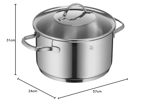 WMF Provence Plus Topfset Induktion 5-teilig, Kochtopf Set unbeschichtet mit Glasdeckel, für alle Herdarten geeignet, Induktions Töpfe Set, ohne Skalierung, Cromargan Edelstahl poliert