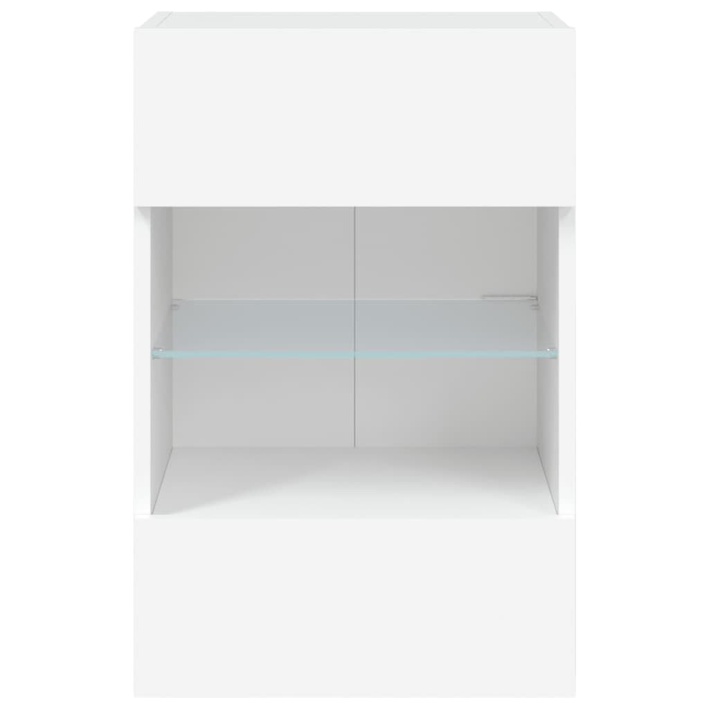 Homgoday TV Wall Cabinets with LED Lights, Pack of 2, Cabinet Wall TV Cabinet with Lots of Storage Space, Wall Mounted TV Furniture for Living Room, Bedroom, Grey, Sonoma