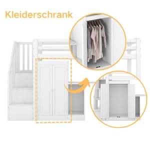 xixiworkshop Kinderbett 90x200cm Ausziehbett Bett mit Stauraum und USB-Steckdose/Mehreren Ablagefächern multifunktionales Jugendbett/Gästebett/Doppelbett mit Stauschrank Lattenrost,Ohne Matratze,Grau