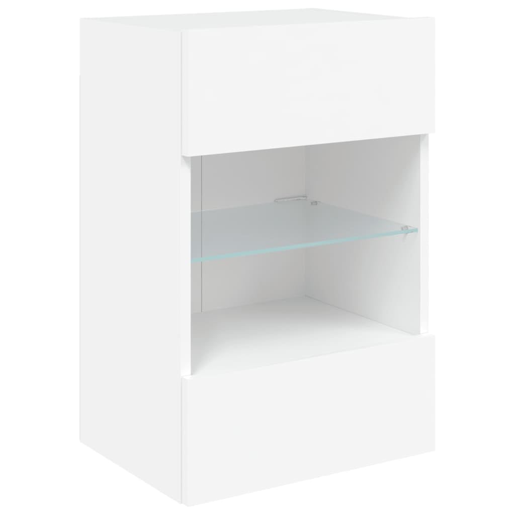 Homgoday TV Wall Cabinets with LED Lights, Pack of 2, Cabinet Wall TV Cabinet with Lots of Storage Space, Wall Mounted TV Furniture for Living Room, Bedroom, Grey, Sonoma