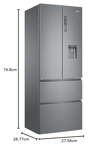 Haier French Door Kühl-Gefrierkombination 70 cm Breite I 402 L French Door Kühlschrank, freistehend I Doppeltür Kühlschrank mit Gefrierfach, No Frost I LED, Touch-Display I FD 70 SERIE 3 HFR3718ENMM