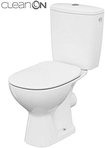 VBChome Keramik Stand- WC Toilette Komplett -Design- Set mit Spülkasten WC- Sitz mit Absenkautomatik SoftClose-Funktion für waagerechten Abgang Wasseranschluss Spülrandlos