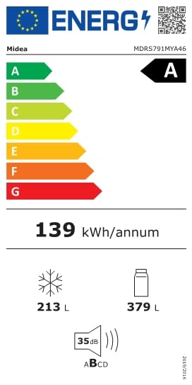 Midea KS-DDX 6.32 WT Side-by-Side Kühl-/Gefrierkombination/ 178,8 cm Höhe/ 254 kWh/Jahr/No Frost/Dual Inverter Compressor/mit 3in1 Wasser-/Eisspender und Wassertank, Dark Inox