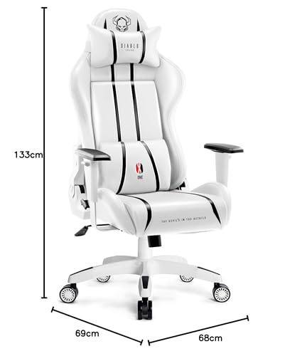 Diablo X-One 2.0 Gaming Stuhl Gamer Chair Bürostuhl Schreibtischstuhl Verstellbare Armlehnen Ergonomisches Design Nacken/-Lendenkissen Wippfunktion Aqua Blue Normal (L)