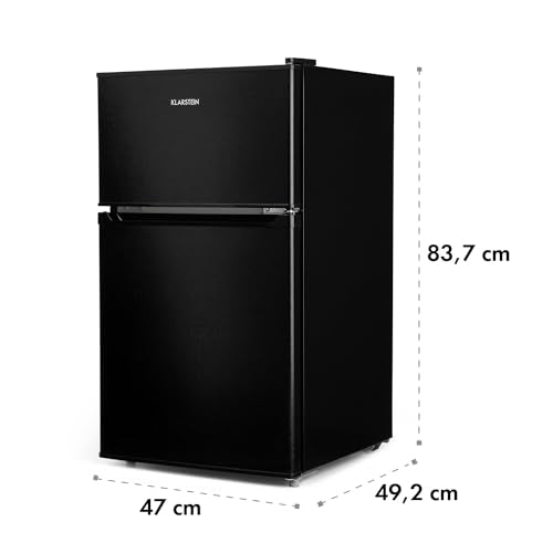 Klarstein Big Daddy Fridge with Freezer, Cool Freezer Combination, Fridge Quiet, LED, 87 Litres: Fridge with 61 L and Freezer 26 L, Black