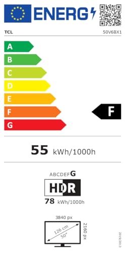 TCL 50V6C 50 Zoll Direct LED TV, 4K HDR Fernseher, Smart TV mithilfe von Google TV (Dolby Audio, Motion Clarity, Kompatibel mit Google Assistant & Alexa)