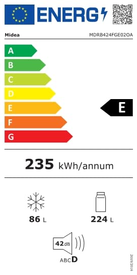 Midea MERB276FGE02A Kühl-/Gefrierkombination/180 cm Höhe/NoFrost/Doppelte Steuerung/Super-Kühlfunktion/219 kWh/Jahr/199L Kühlteil/71L Gefrierteil