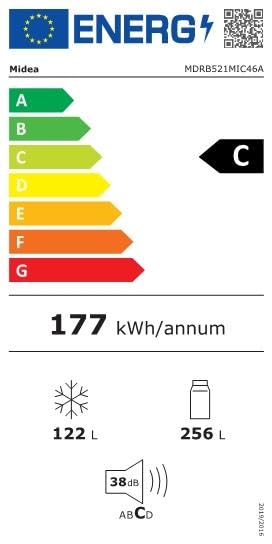 Midea MERB276FGE02A Kühl-/Gefrierkombination/180 cm Höhe/NoFrost/Doppelte Steuerung/Super-Kühlfunktion/219 kWh/Jahr/199L Kühlteil/71L Gefrierteil