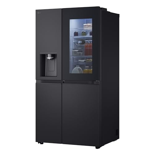 LG GSXE90MBDD Side by Side Kühlschrank mit InstaView Craft Ice | Door in Door | Crushed Ice -und Wasserspender EEK: Klasse D | 628 Liter Kapazität | Festwasseranschluss | Total No Frost
