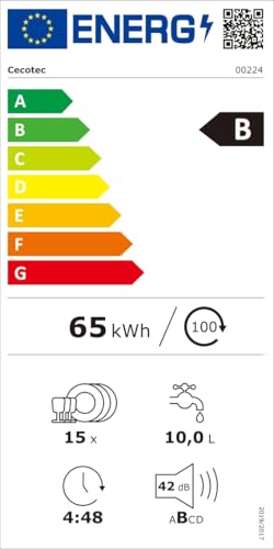 Cecotec Geschirrspüler 60 cm - Freistehend Bolero Aguazero 6210 Dark D. 15 Bestecke, energieeffizient, XXL Fullcolor Display, drittes Fach, 14 Programme, Dual Zone Wash, verstellbares Fach, Dunkel