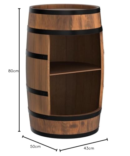 CREATIVE COOPER Wine Barrel Bar Table - Mini Bar Shelf Round - Alcohol Shrank Bottle Rack Wooden Shelves - Wooden Barrel Decoration - Wine Rack - Barrel Furniture - Wine Rack - Furniture Living Room -