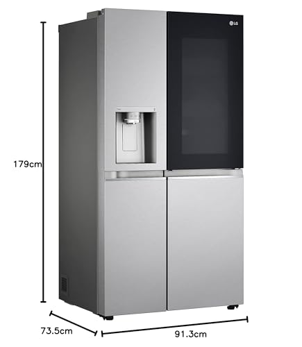 LG GSXE90MBDD Side by Side Kühlschrank mit InstaView Craft Ice | Door in Door | Crushed Ice -und Wasserspender EEK: Klasse D | 628 Liter Kapazität | Festwasseranschluss | Total No Frost