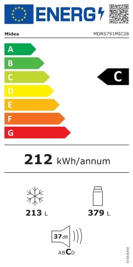 Midea KS-DDX 6.32 WT Side-by-Side Kühl-/Gefrierkombination/ 178,8 cm Höhe/ 254 kWh/Jahr/No Frost/Dual Inverter Compressor/mit 3in1 Wasser-/Eisspender und Wassertank, Dark Inox