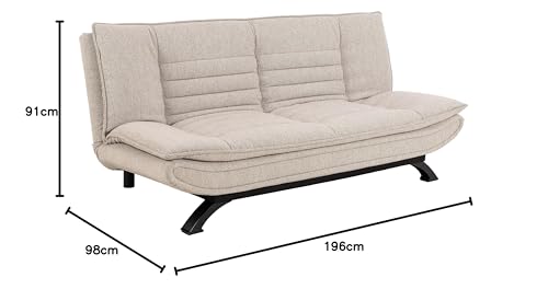 AC Design Furniture Jasper Bettcouch Dunkelgrau/Schwarz, Schlafsofa mit 3 Liegepositionen, Moderner 3-Sitzer Ohne Armlehne, Gepolstert mit Schwarzen Metallbeinen, L: 196 x H: 91 x T: 98 cm