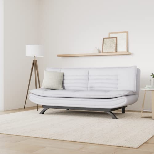 AC Design Furniture Jasper Bettcouch Dunkelgrau/Schwarz, Schlafsofa mit 3 Liegepositionen, Moderner 3-Sitzer Ohne Armlehne, Gepolstert mit Schwarzen Metallbeinen, L: 196 x H: 91 x T: 98 cm