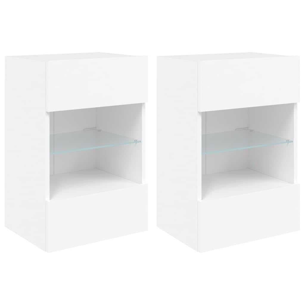 Homgoday TV Wall Cabinets with LED Lights, Pack of 2, Cabinet Wall TV Cabinet with Lots of Storage Space, Wall Mounted TV Furniture for Living Room, Bedroom, Grey, Sonoma