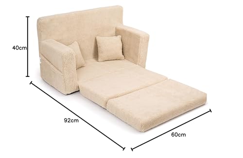 Flumi Personalised Children's/Teenager's Couch/Armchair/Sofa Bed, with Engraving of Child's Name, Play Sofa, Sleeping Chair, Bed Function, Children's Furniture, 92 x 40 x 60 cm, Microfibre (Grey)