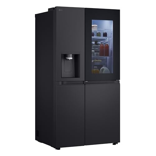 LG GSXE90MBDD Side by Side Kühlschrank mit InstaView Craft Ice | Door in Door | Crushed Ice -und Wasserspender EEK: Klasse D | 628 Liter Kapazität | Festwasseranschluss | Total No Frost