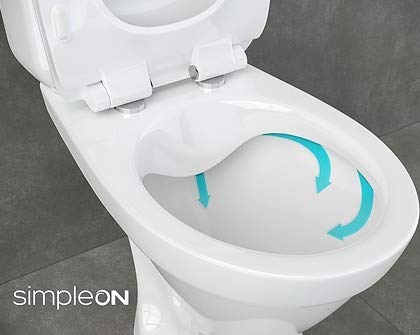 VBChome Spülrandloses WC Set aus Keramik mit Soft-Close Duroplast Sitz – Wandhängend mit waagerechtem Abgang, SimpleOn-Technologie, abnehmbarer Sitz, hygienisch & wassersparend, Weiß
