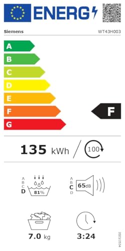 Siemens WQ35B2B30 Wäschetrockner iQ700, Wärmepumpentrockner mit 8kg Fassungsvermögen, directTouch LED-Display, autoDry, Outdoor-Programm, Home-Connect, Weiß, 60cm