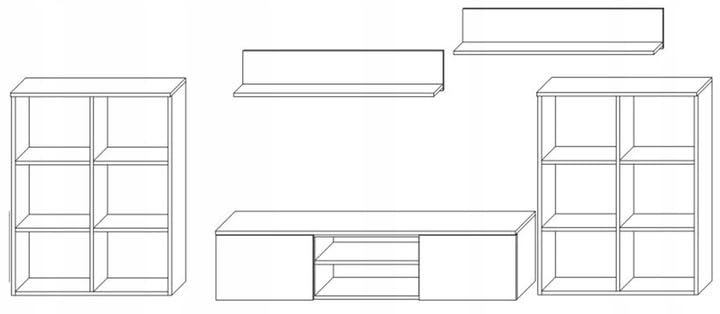 MATKAM Oslo 2 Living Room Furniture Set, 4 Pieces, 1 x TV Chest of Drawers H47 x W150 x D40 cm, 2 x Living Room Chest of Drawers H112 x W80 x D30 cm, 2 x Hanging Shelves H20 x W100 x D20 cm (Cashmere)