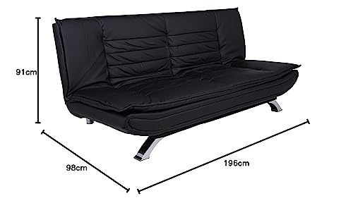 AC Design Furniture Jasper Bettcouch Dunkelgrau/Schwarz, Schlafsofa mit 3 Liegepositionen, Moderner 3-Sitzer Ohne Armlehne, Gepolstert mit Schwarzen Metallbeinen, L: 196 x H: 91 x T: 98 cm