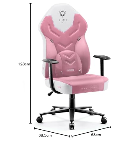 Diablo X-Gamer 2.0 Gaming Chair Office Chair Fabric Cover Ergonomic Design Lumbar Cushion Soft Pad Cushion (Pink-White)