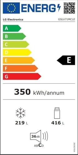 LG GSLC40PYPE Side-by-Side Kühlschrank ǀ Smart Inverter Compressor ǀ Eis- und Wasserspenderǀ Total No Frost Technologie ǀ EEK E ǀ 638 L