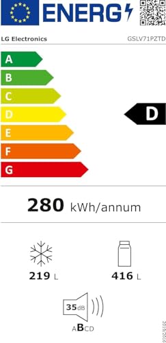 LG GSLC40PYPE Side-by-Side Kühlschrank ǀ Smart Inverter Compressor ǀ Eis- und Wasserspenderǀ Total No Frost Technologie ǀ EEK E ǀ 638 L