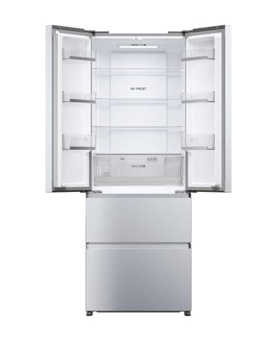 Haier French Door Kühl-Gefrierkombination 70 cm Breite I 402 L French Door Kühlschrank, freistehend I Doppeltür Kühlschrank mit Gefrierfach, No Frost I LED, Touch-Display I FD 70 SERIE 3 HFR3718ENMM