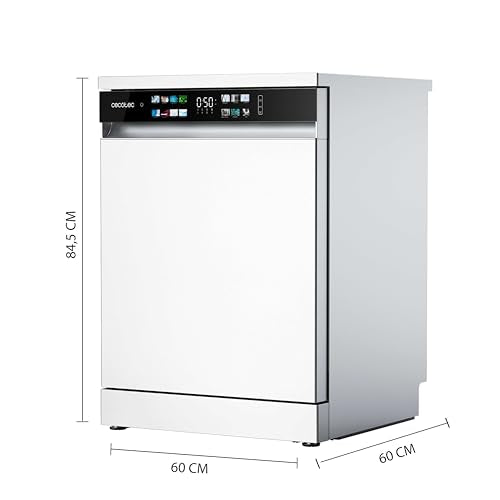 Cecotec Geschirrspüler 60 cm - Freistehend Bolero Aguazero 6210 Dark D. 15 Bestecke, energieeffizient, XXL Fullcolor Display, drittes Fach, 14 Programme, Dual Zone Wash, verstellbares Fach, Dunkel