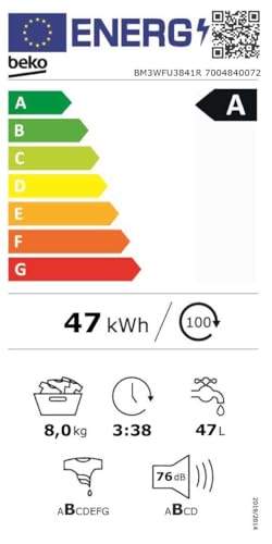 Beko BM3WFU3741R Waschvollautomat, Waschmaschine, 7 kg, EnergySpin, Schleuderwahl 1400 U/min, SteamCure Dampffunktion, allergikergeeignet, AquaWave Schontrommel, Weiß