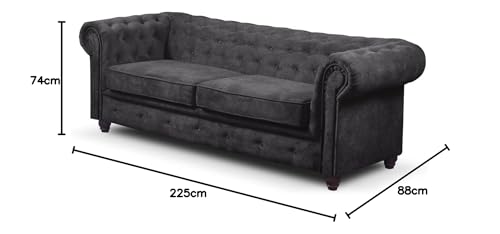 Easy4You Chesterfield Black Set 3-Seater + 2-Seater Sofa Sofas for Living Room Sofa Sets with Wooden Feet Set Sofas & Couches