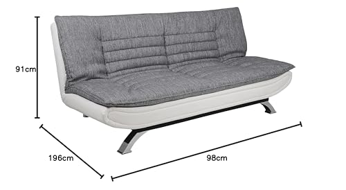 AC Design Furniture Jasper Bettcouch Dunkelgrau/Schwarz, Schlafsofa mit 3 Liegepositionen, Moderner 3-Sitzer Ohne Armlehne, Gepolstert mit Schwarzen Metallbeinen, L: 196 x H: 91 x T: 98 cm