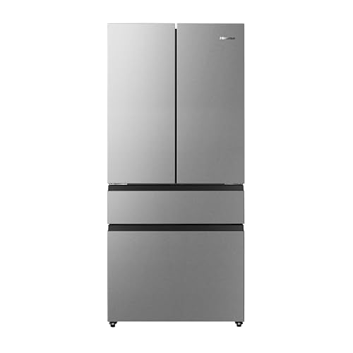 Hisense RF632N4WIE French Door Kühl-Gefrierkombination/ NoFrostPlus/ Inverter-Kompressor/ Wasserspender/ CrispZone/ 200 cm/ Kühlteil 336 l/ Gefrierteil 149 l/ 38 dB/ 295 kWh/ Jahr/ Inox-Look