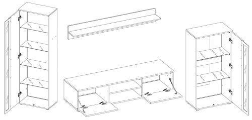 MEBLE KRYSPOL Solido Living Room Wall Unit - Living Room Furniture - Modern Living Room Wall Unit - Sideboard Living Room Cabinet Wall - Living Room Furniture Modern - Shelf White - TV Cabinet -