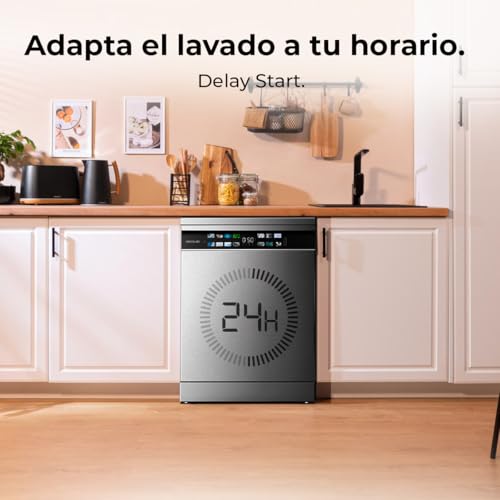 Cecotec Geschirrspüler 60 cm - Freistehend Bolero Aguazero 6210 Dark D. 15 Bestecke, energieeffizient, XXL Fullcolor Display, drittes Fach, 14 Programme, Dual Zone Wash, verstellbares Fach, Dunkel