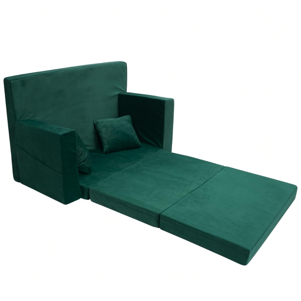 Flumi Personalised Children's/Teenager's Couch/Armchair/Sofa Bed, with Engraving of Child's Name, Play Sofa, Sleeping Chair, Bed Function, Children's Furniture, 92 x 40 x 60 cm, Microfibre (Grey)