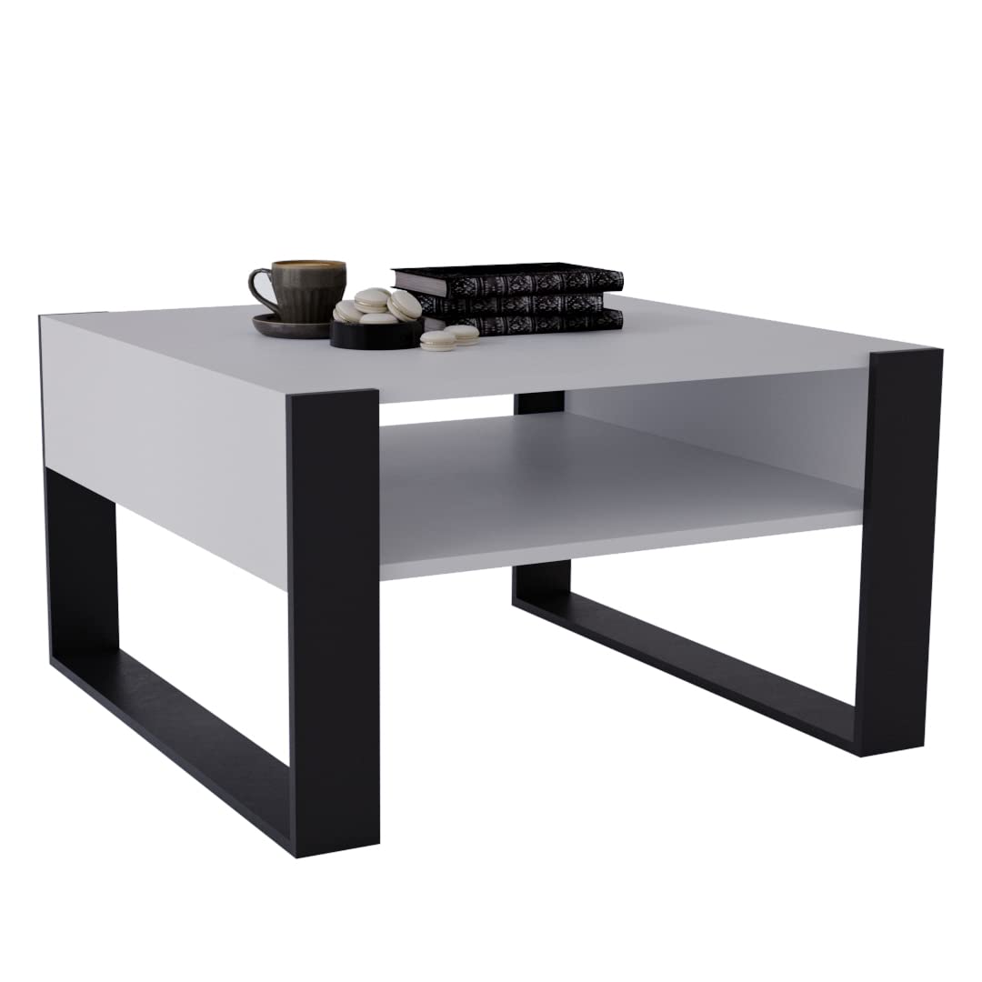 AKKE Karo Couchtisch für Wohnzimmer Beistelltisch Wohnzimmertisch Modern Sofatisch Kaffeetisch Deko Möbel für Wohnzimmer Wohnzimmertische Couchtische Eiche Mit Schwarzen Beinen