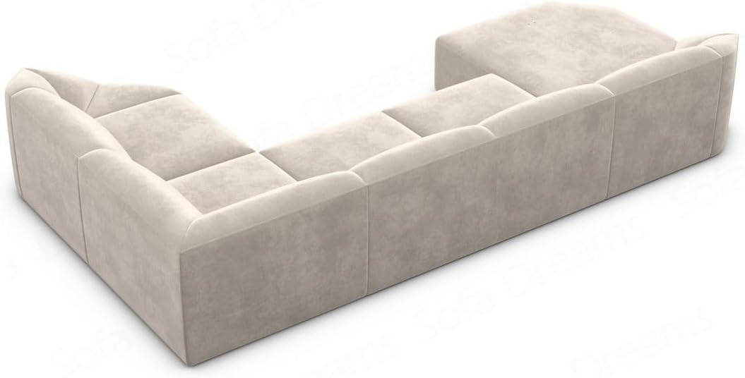 Wohnlandschaft Cabrera U-Shape Fabric Sofa in Velvet Designer Sofa Sun Velvet (Green, Ottoman Left)