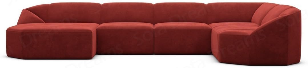 Wohnlandschaft Cabrera U-Shape Fabric Sofa in Velvet Designer Sofa Sun Velvet (Green, Ottoman Left)