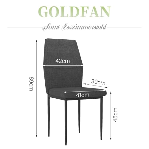 GOLDFAN Glas Esstisch Set 4 Stühle Rechteckiger Esstisch und Rückenlehne Esszimmerstuhl für Küche Wohnzimmer Büro, Grau