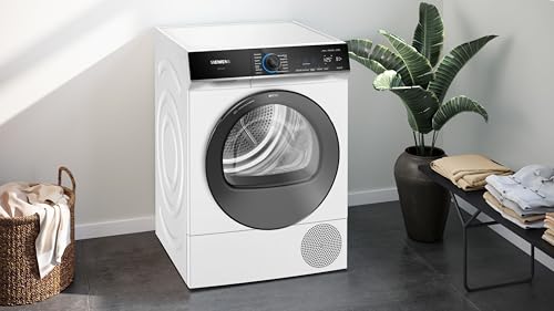 Siemens WQ35B2B30 Wäschetrockner iQ700, Wärmepumpentrockner mit 8kg Fassungsvermögen, directTouch LED-Display, autoDry, Outdoor-Programm, Home-Connect, Weiß, 60cm